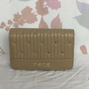 BEBE ALIAH FLAP CROSSBODY BEIGE